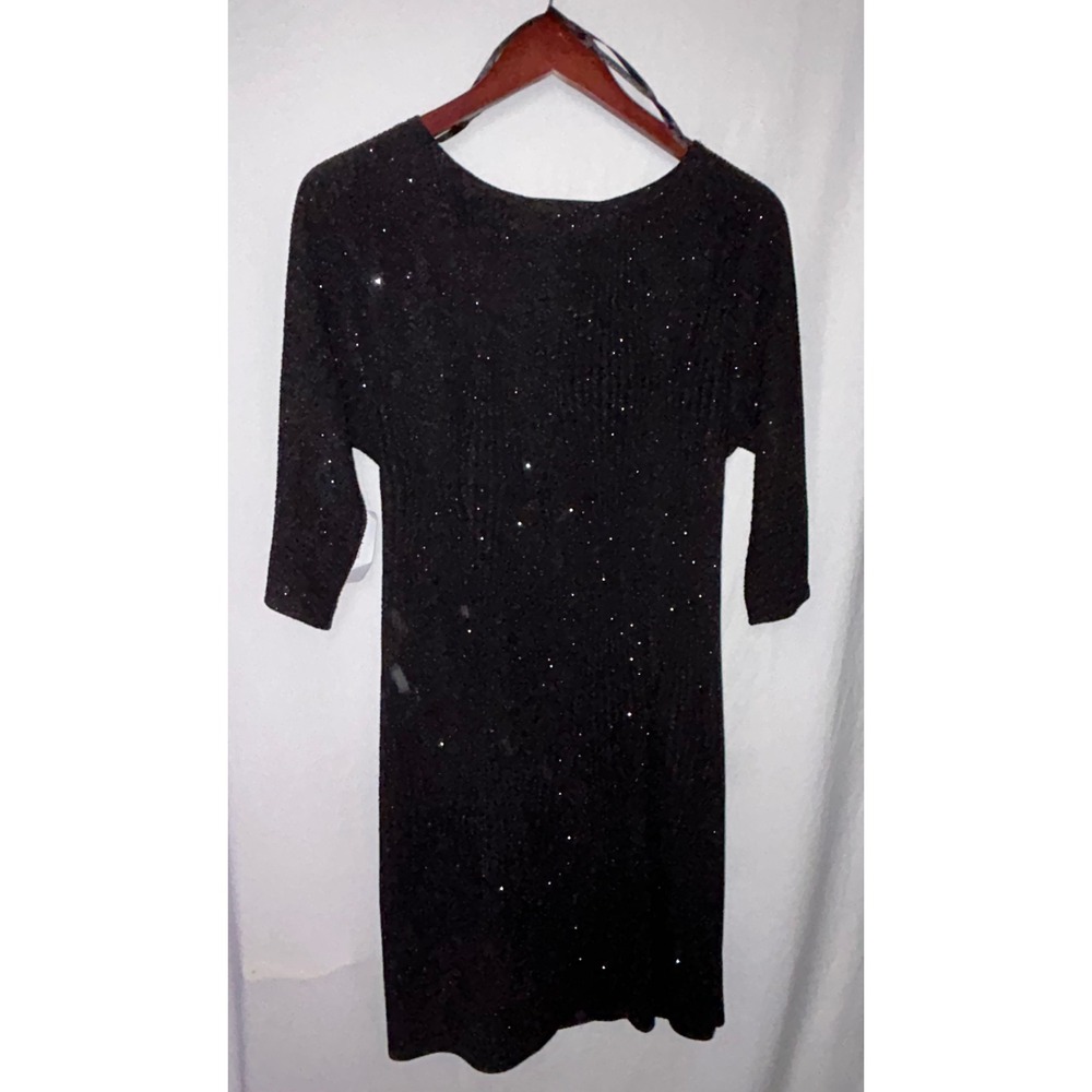 Roz & Ali Petite Black Sparkle Sheath Dress Evening Cocktail Party Medium M‎